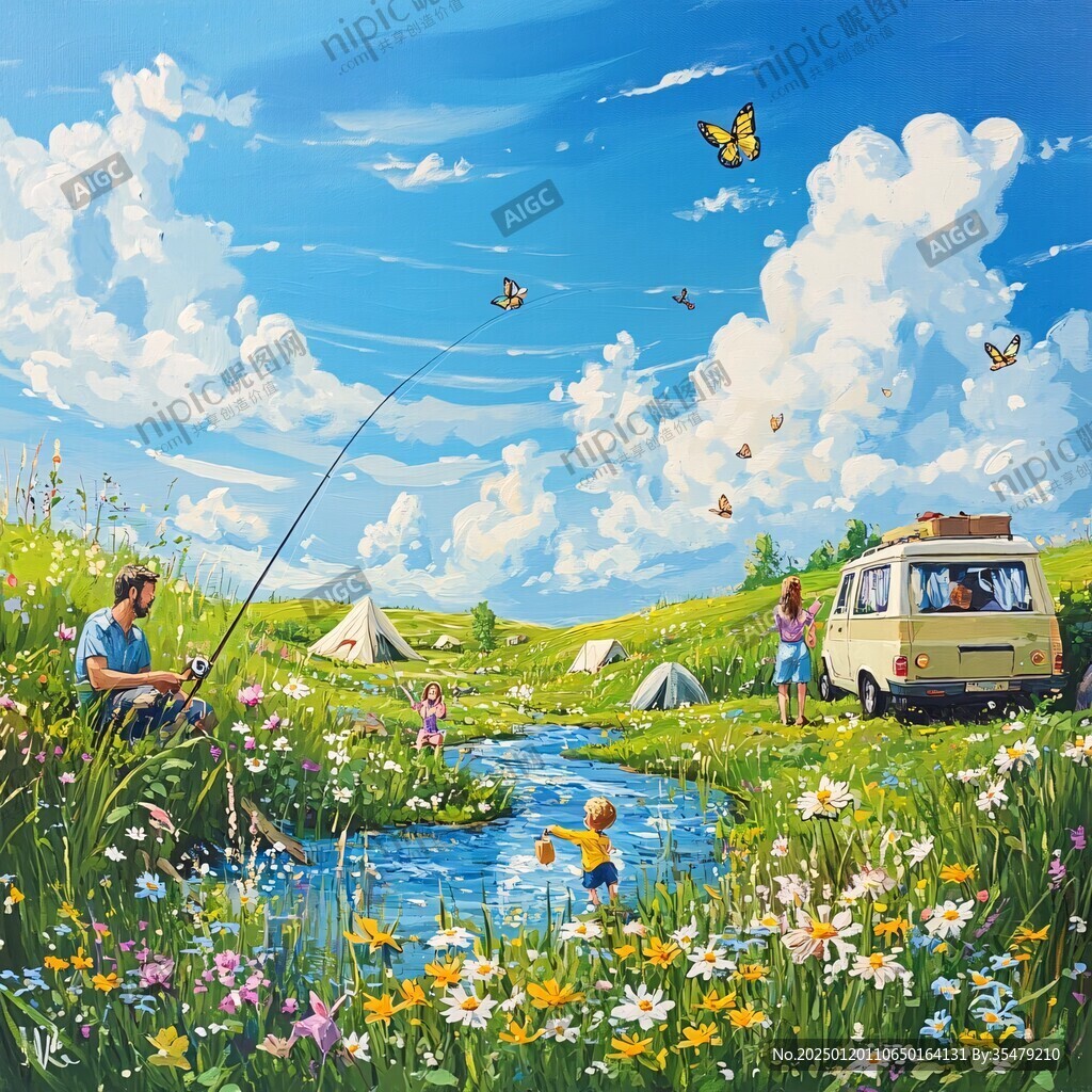 插画钓鱼