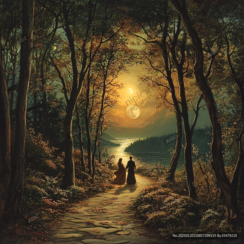 禅境秋夜极品意境插画