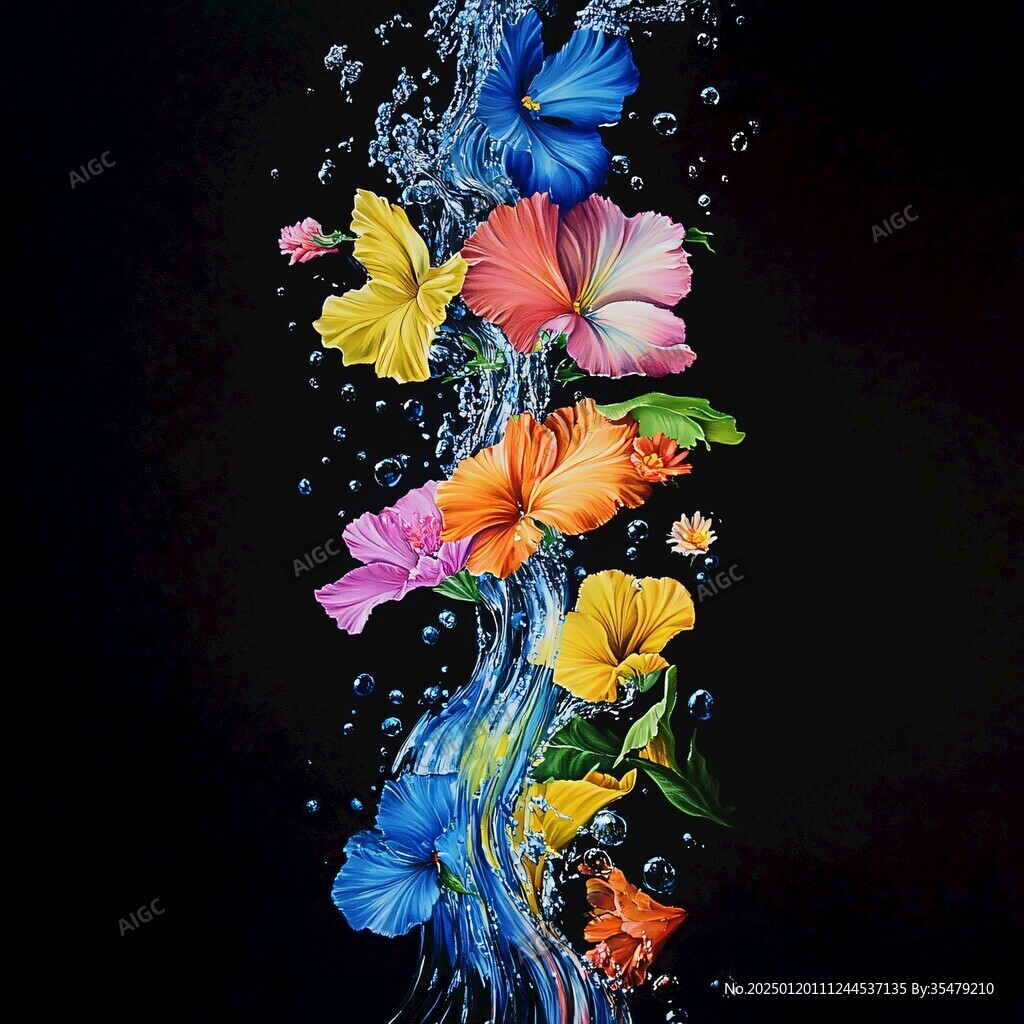 3d浮雕缤纷花卉