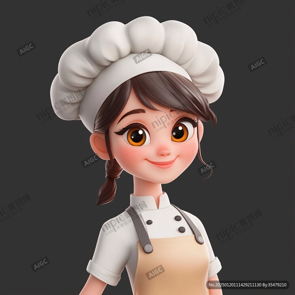 卡通美女厨师头像