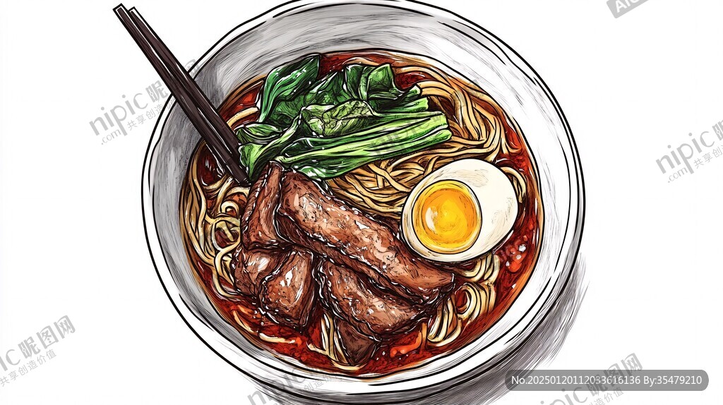 红烧大排面插画