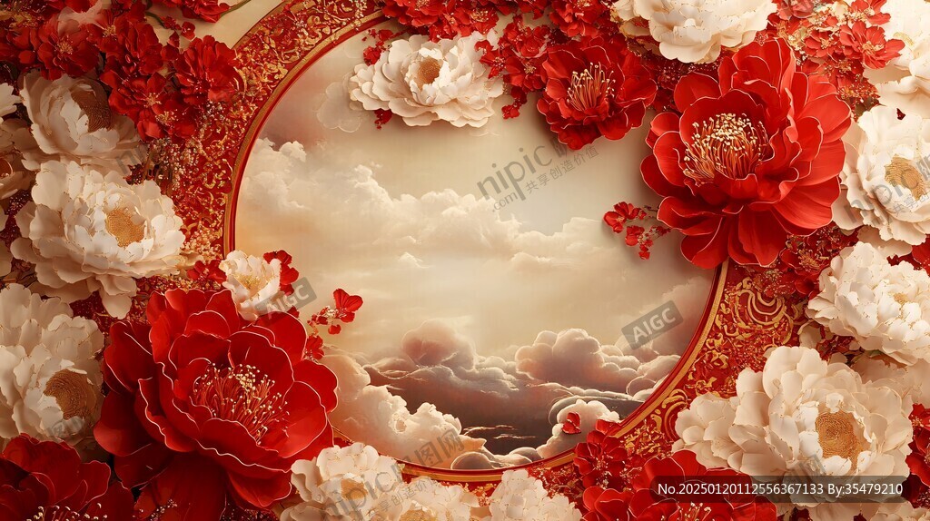 3d立体花卉牡丹