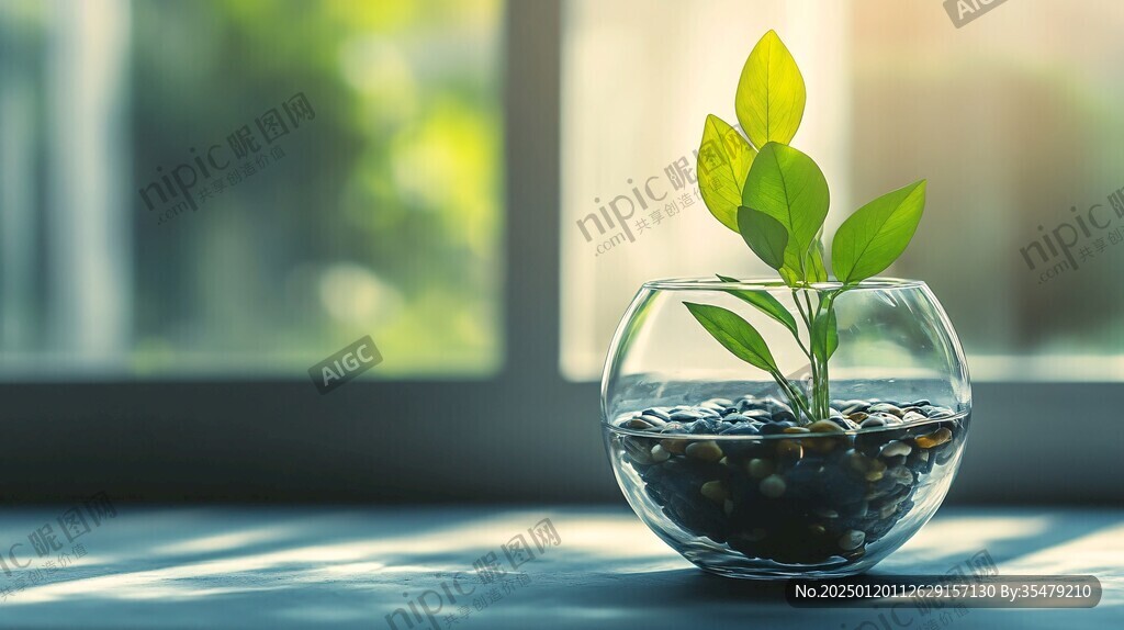 阳光与小盆栽