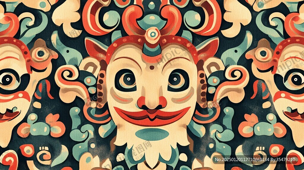 舞狮包装插画