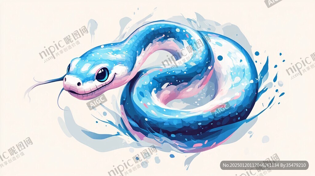 蛇年游泳插画
