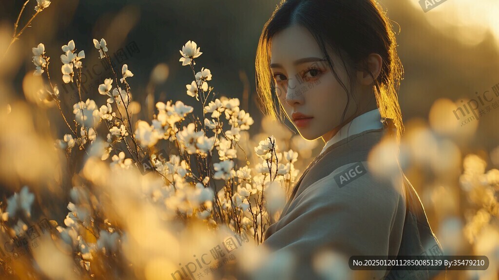 黄昏下的少女