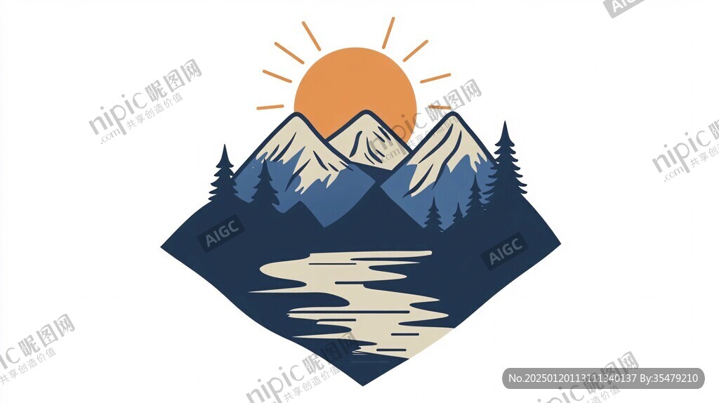 山脉插画logo