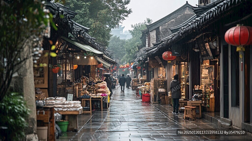 古街阴雨天