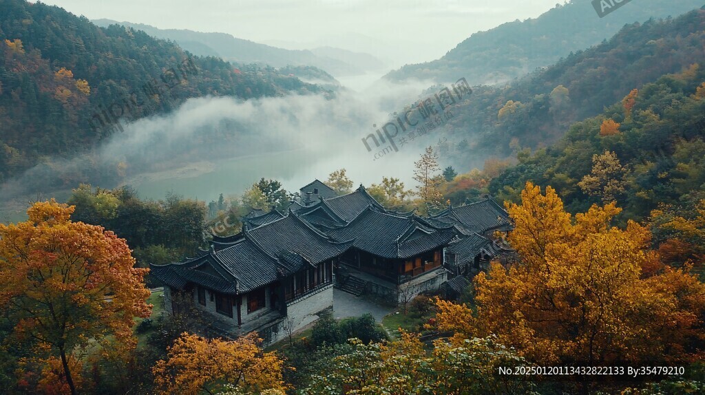 贤山晨雾
