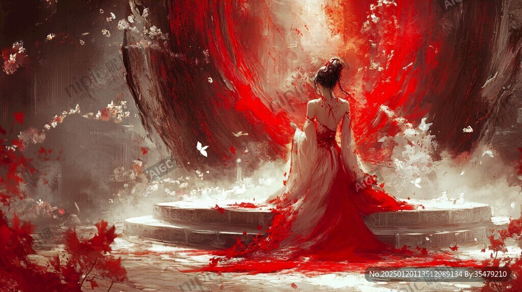 红衣少女设计古风