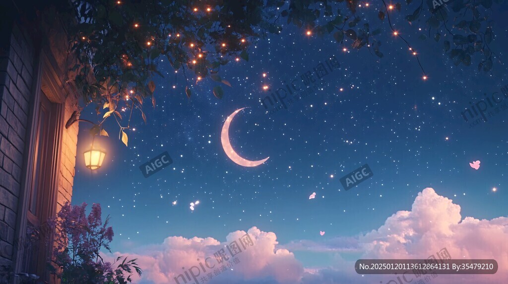 美好的夜晚插画
