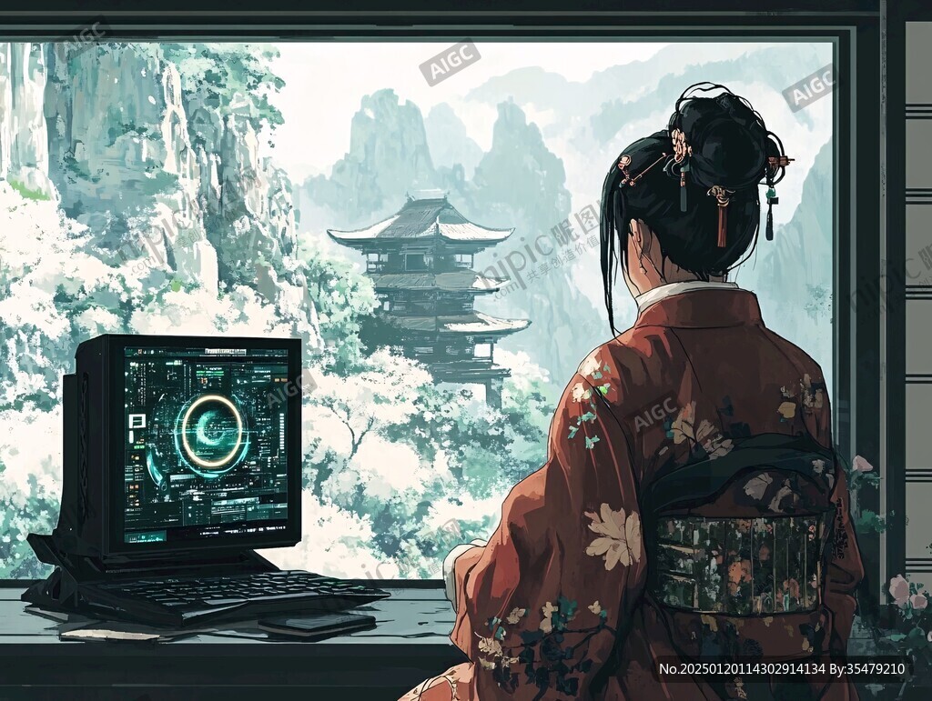 场景赛博插画