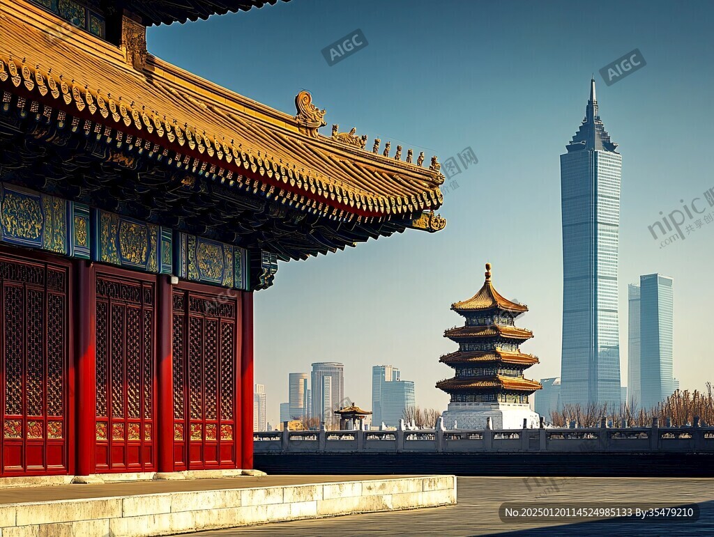 现代城市与古建筑