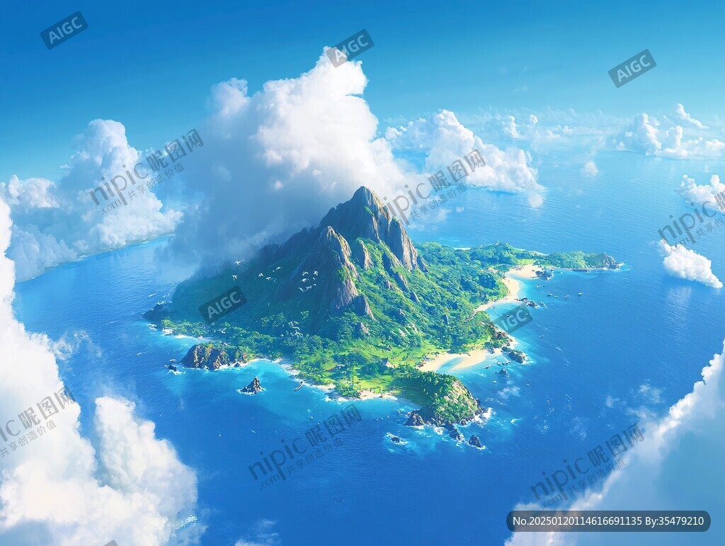 3d云海悬浮小岛