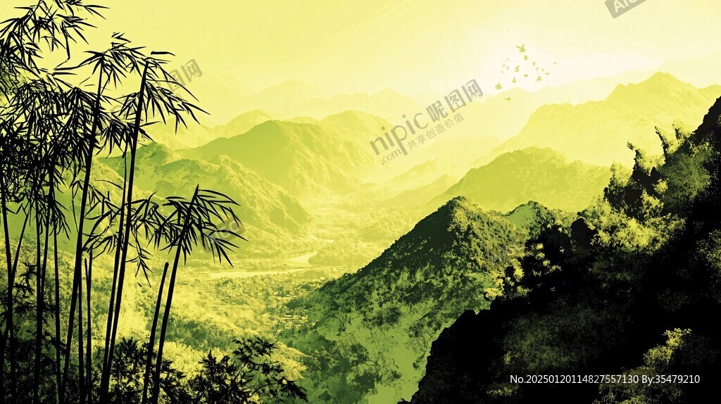 意境山水竹林装饰画