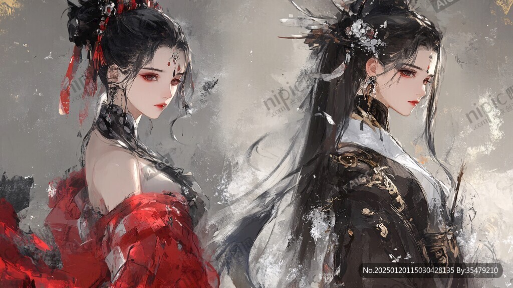 红衣少女设计古风