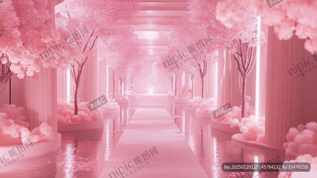 粉红色的梦幻长走廊