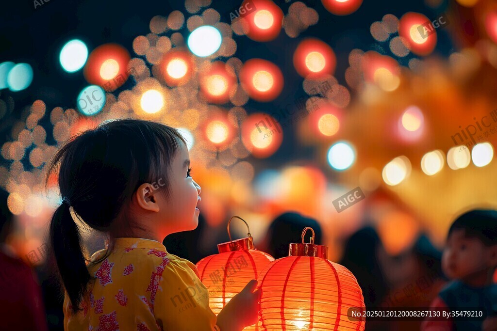 元宵节灯笼下