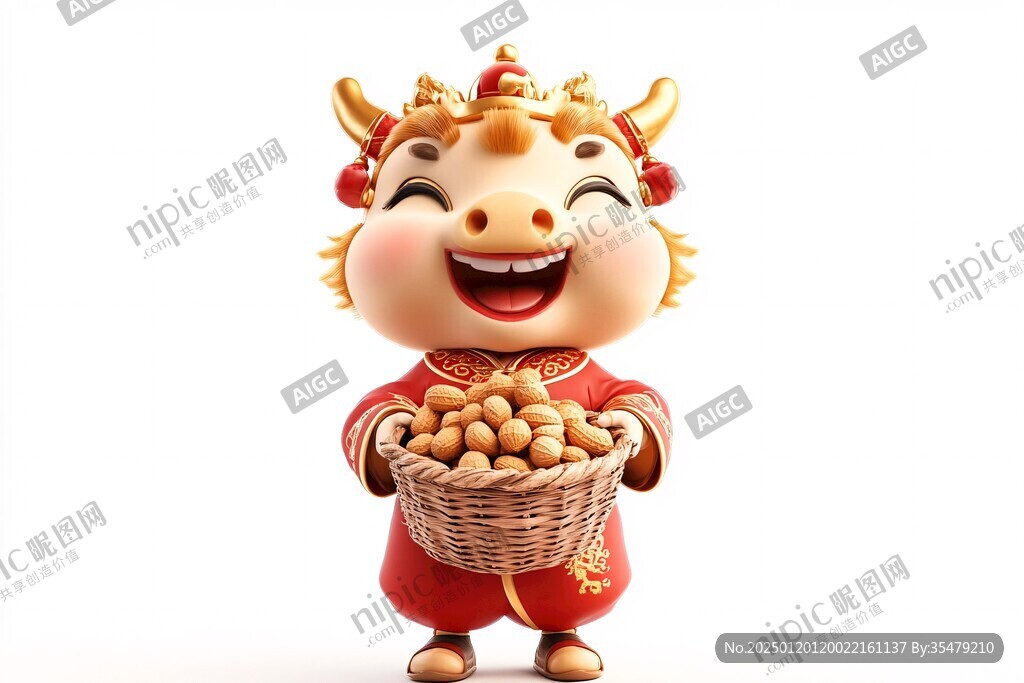 手拿元宝的牛