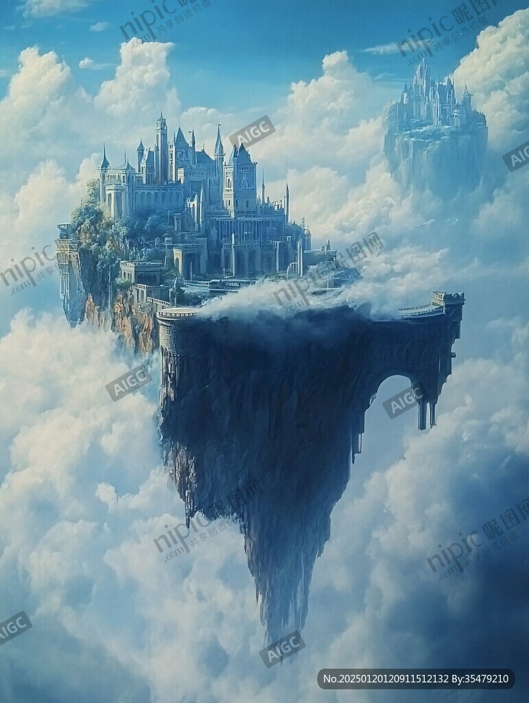3d云海悬浮小岛