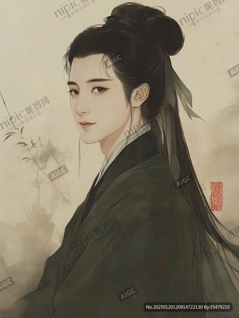 原创手绘古装美男