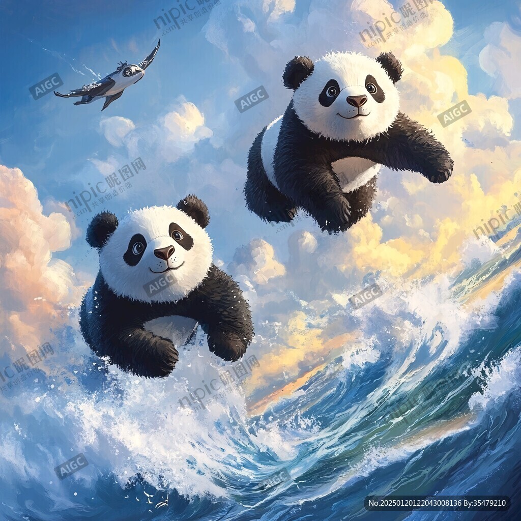 写实熊猫插画