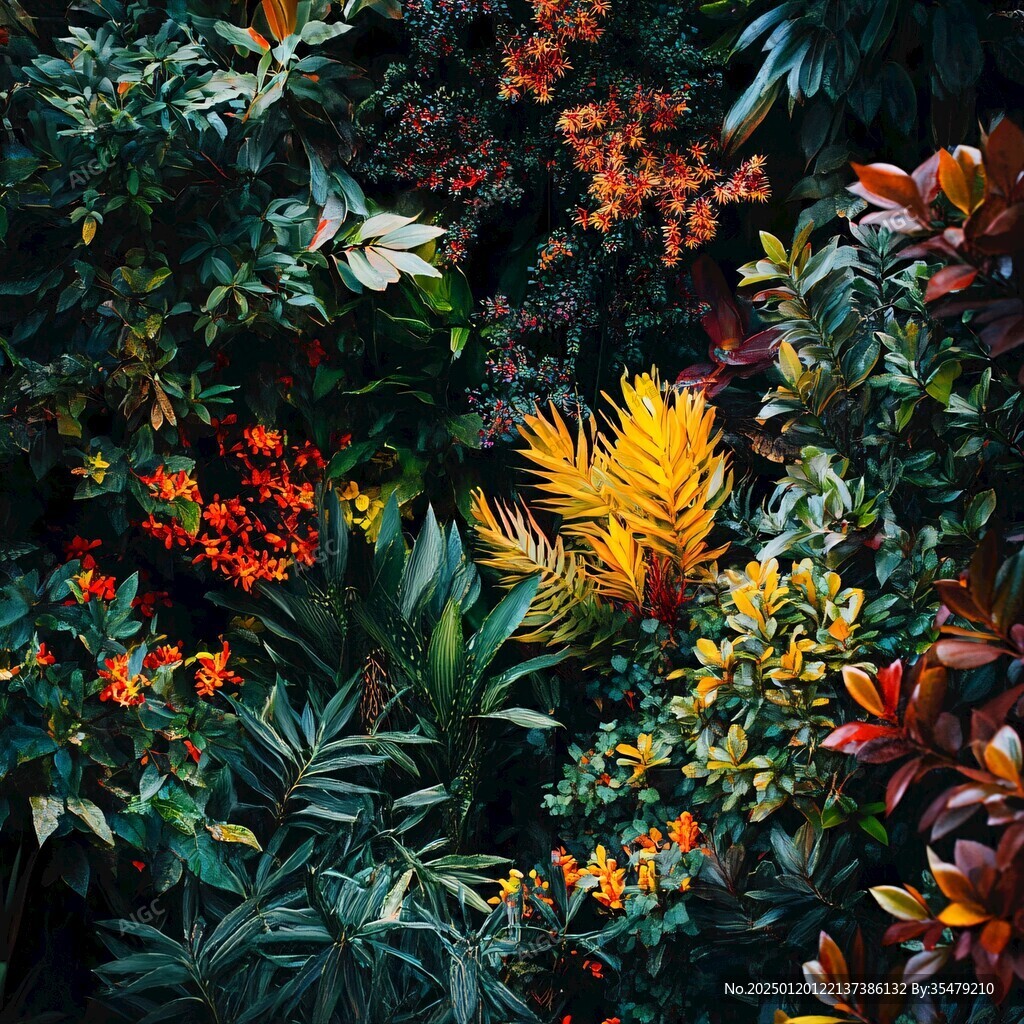 缤纷植物背景墙