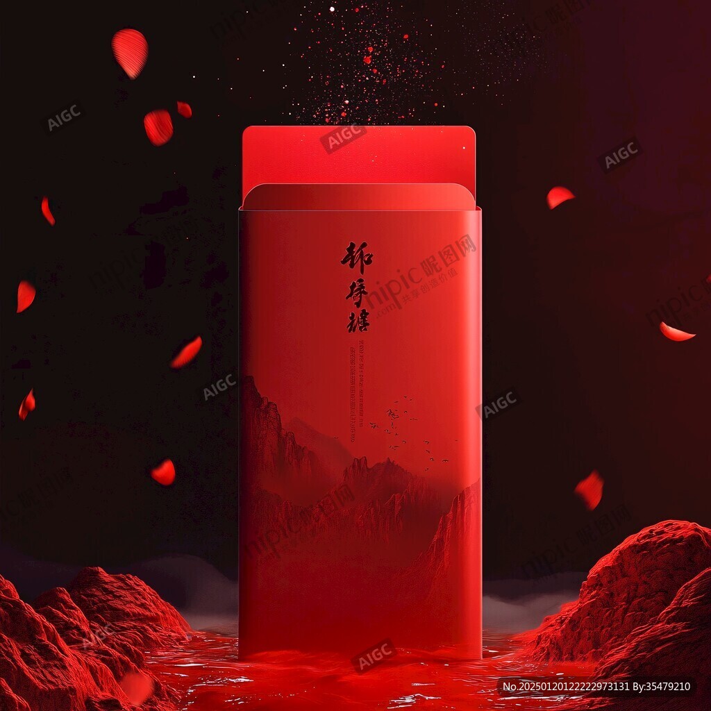 大红袍包装插画