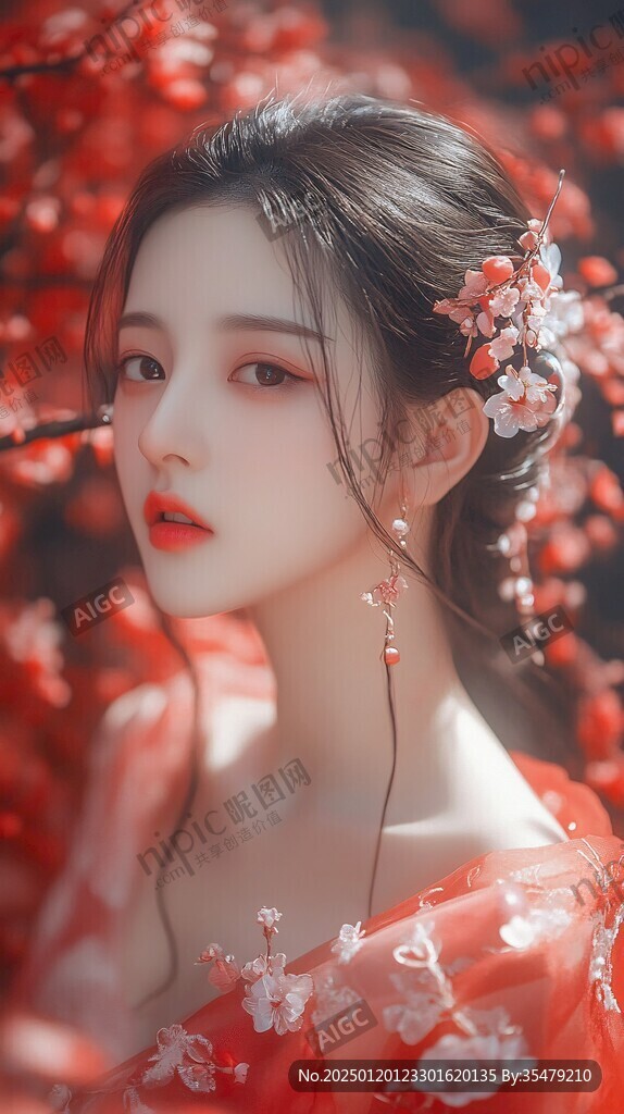 红衣少女设计古风