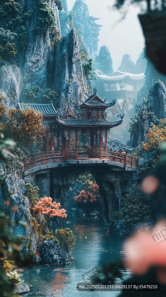 山水楼阁雅致意境风