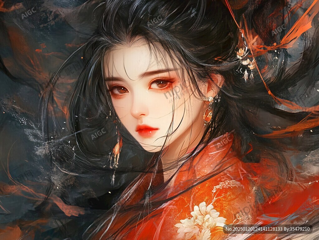 红衣少女设计古风