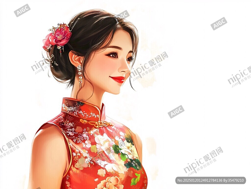 旗袍美女插画