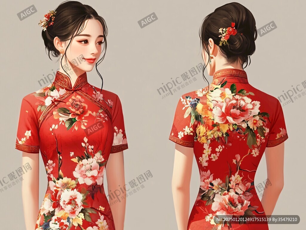 中式新娘插画