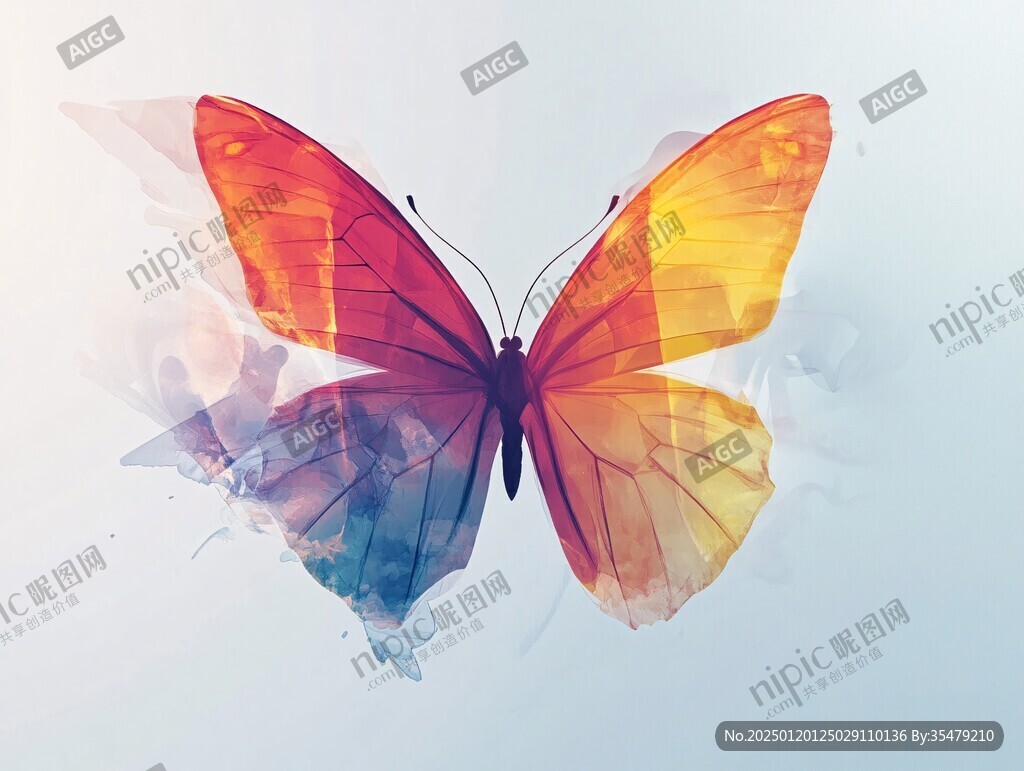 梦幻唯美橙色蝴蝶
