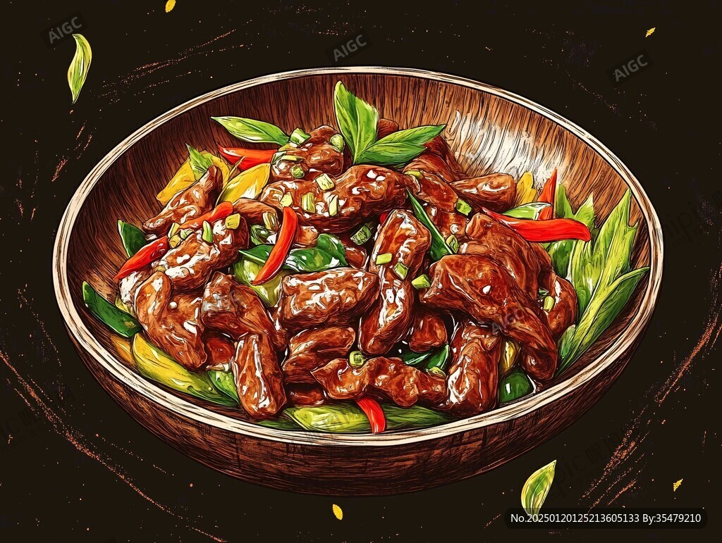 爆炒腰花插画