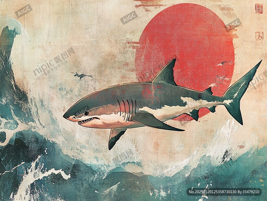 巨齿鲨插画