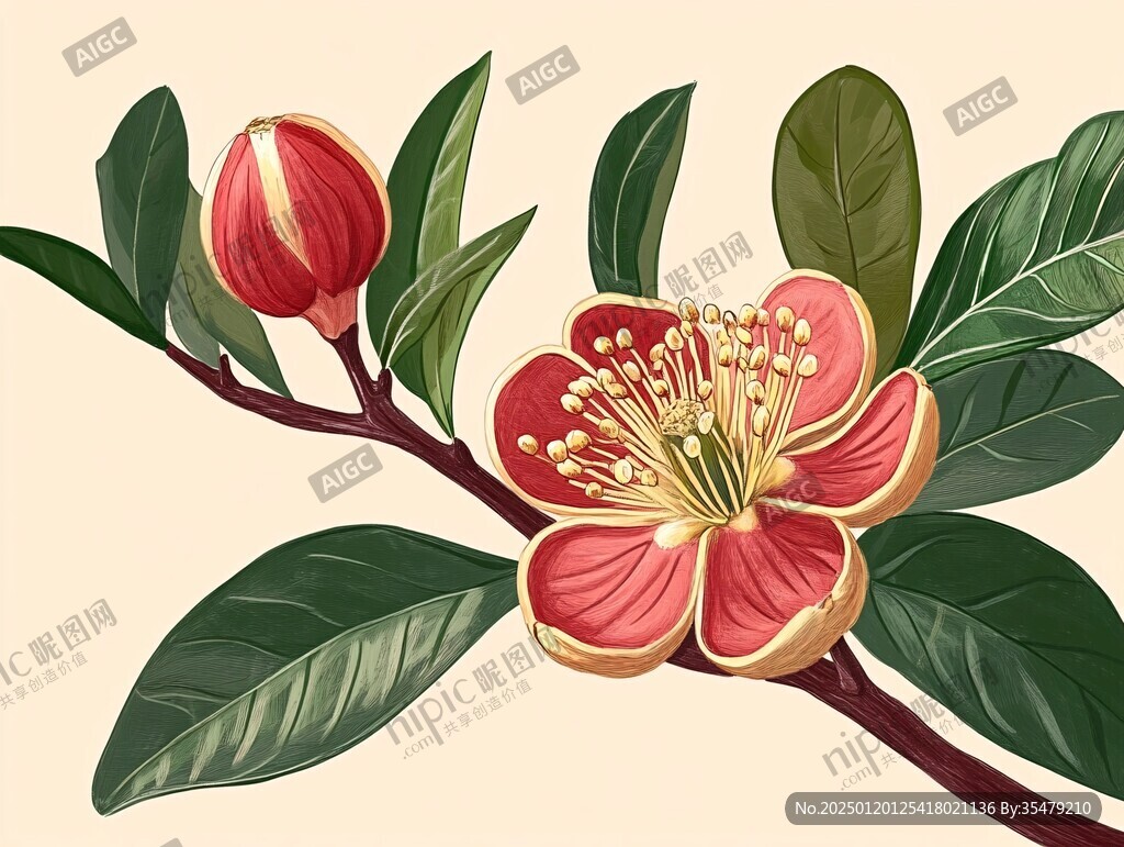 山茶果插画