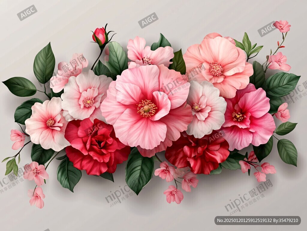 手绘立体牡丹花卉