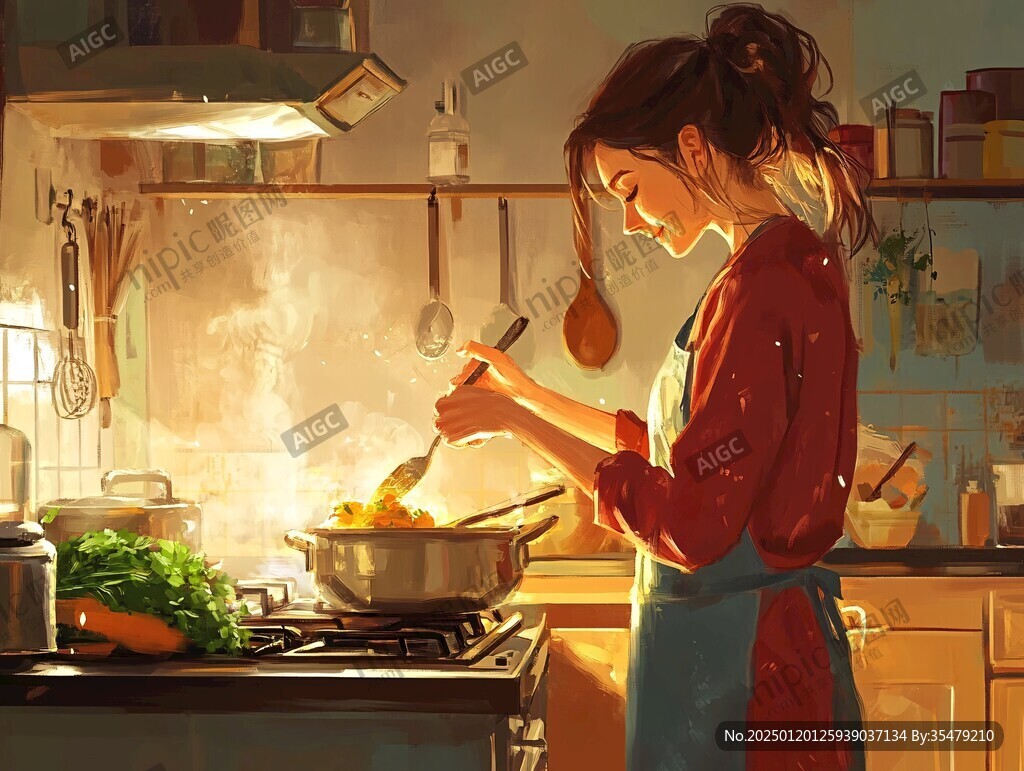 煮妇插画