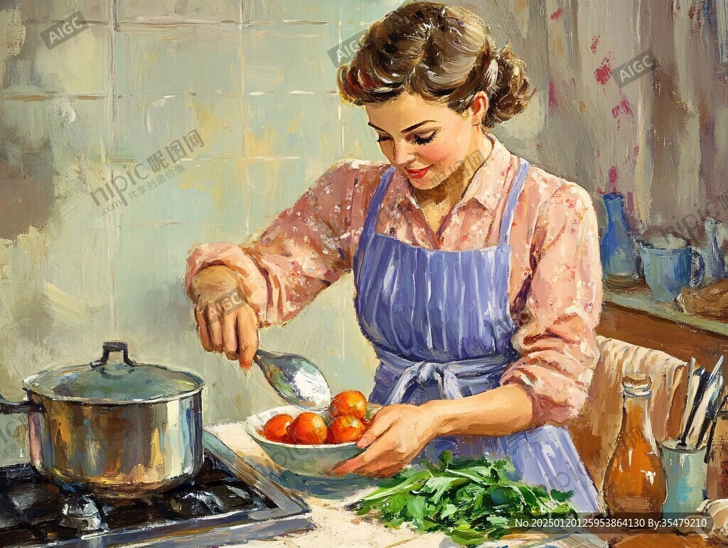 煮妇插画