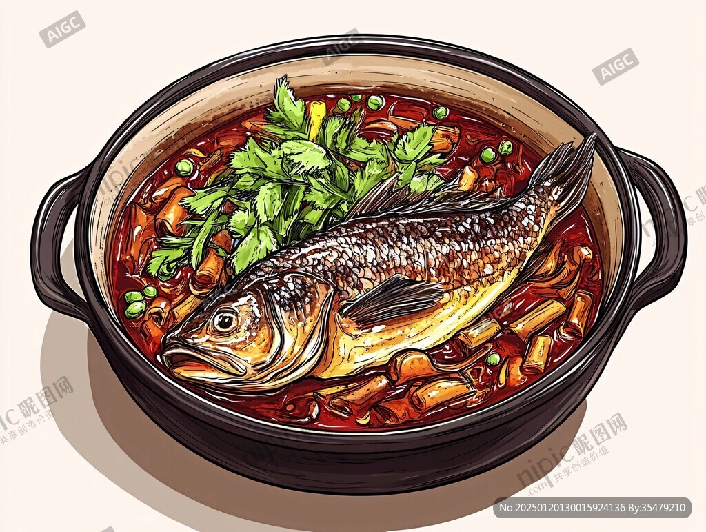 砂锅鱼插画