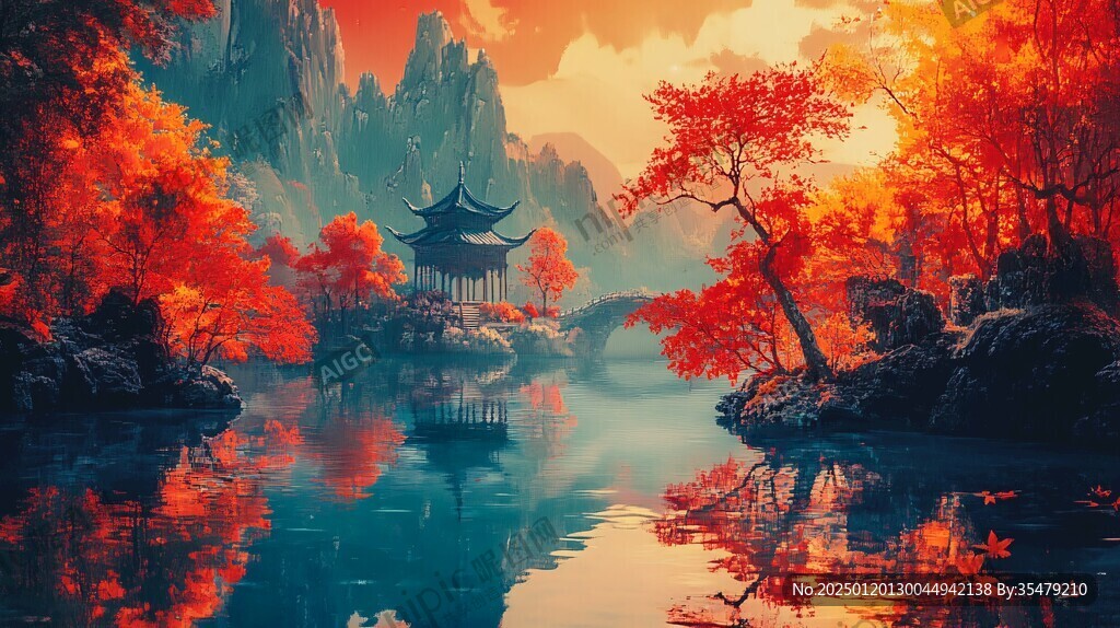山水楼阁雅致意境风