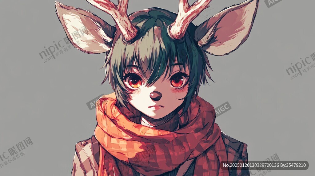 拟人鹿插画