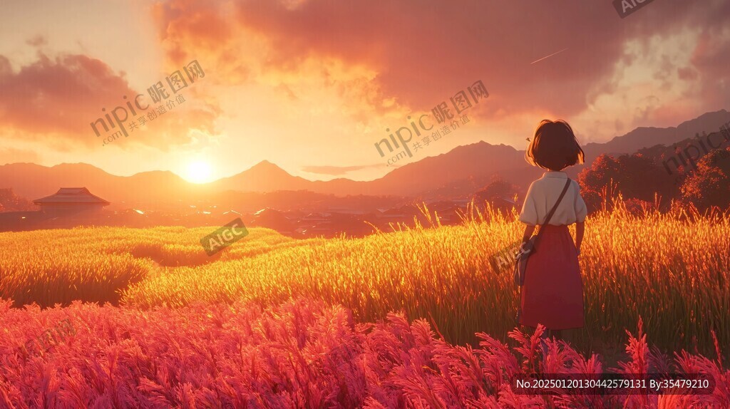 稻田与少女
