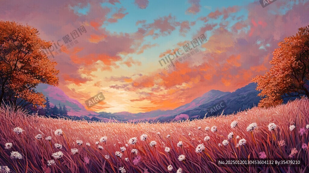 荒野黄昏插画