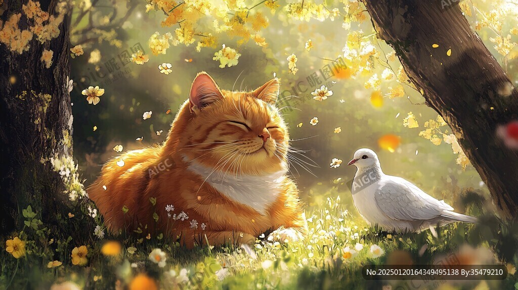 春季手绘猫咪