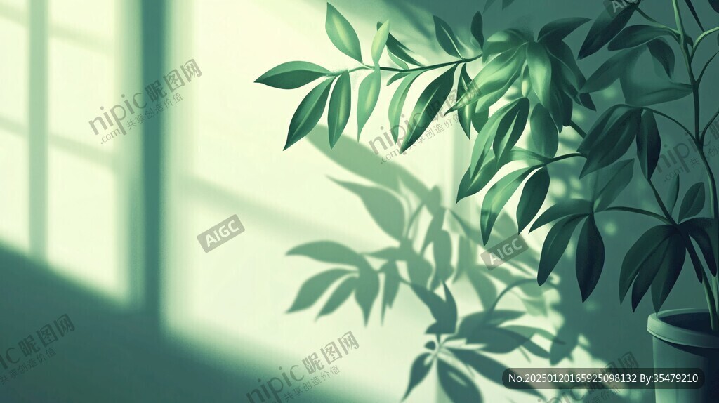 植物与窗影