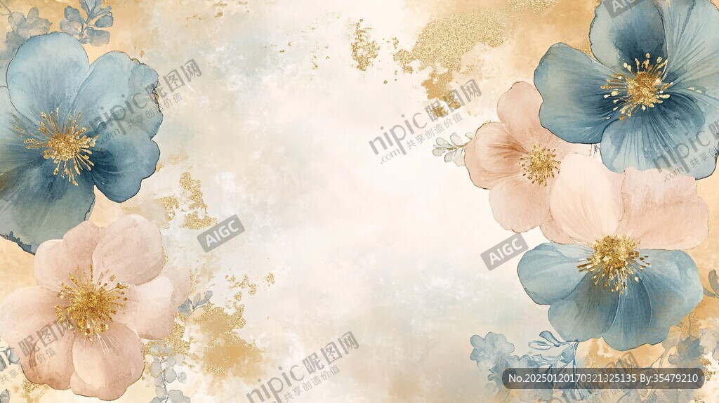 粉蓝鲜花背景