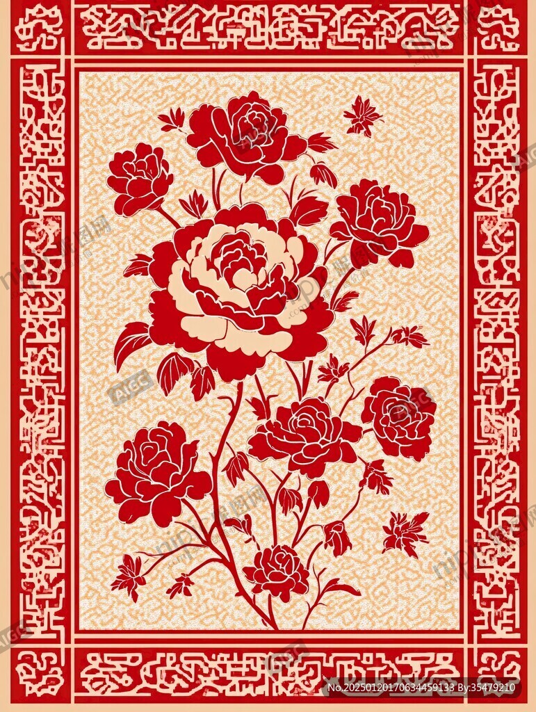 剔牡丹花纹