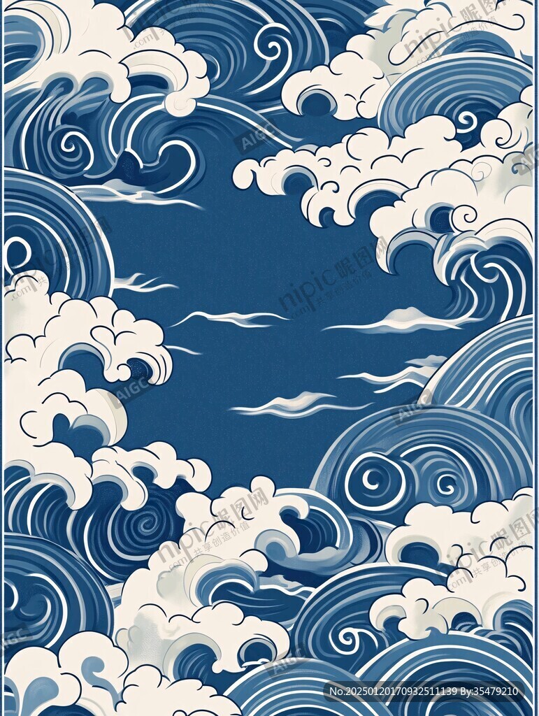 海浪云纹浪花背景